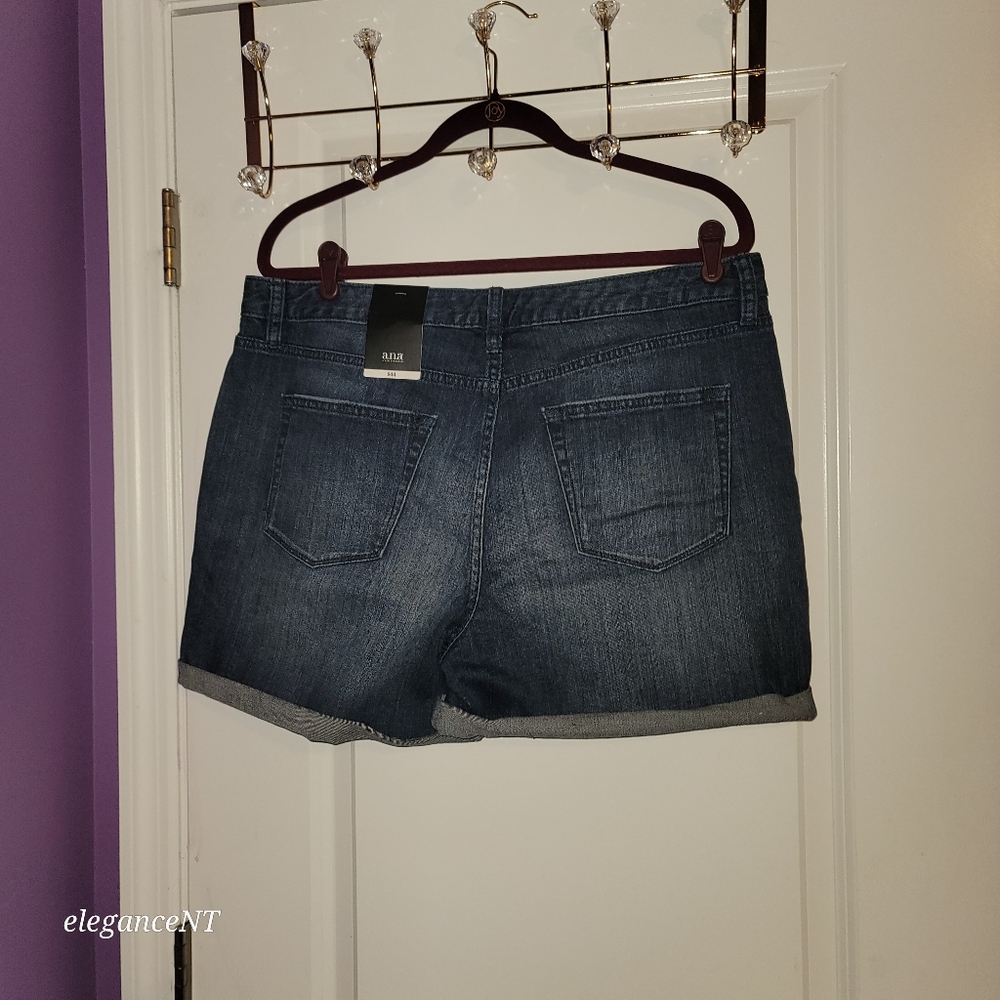 A.N.A Blue Distressed Denim Jean Shorts with Raw Hem Sz: 16 NWT - Picture 7 of 8